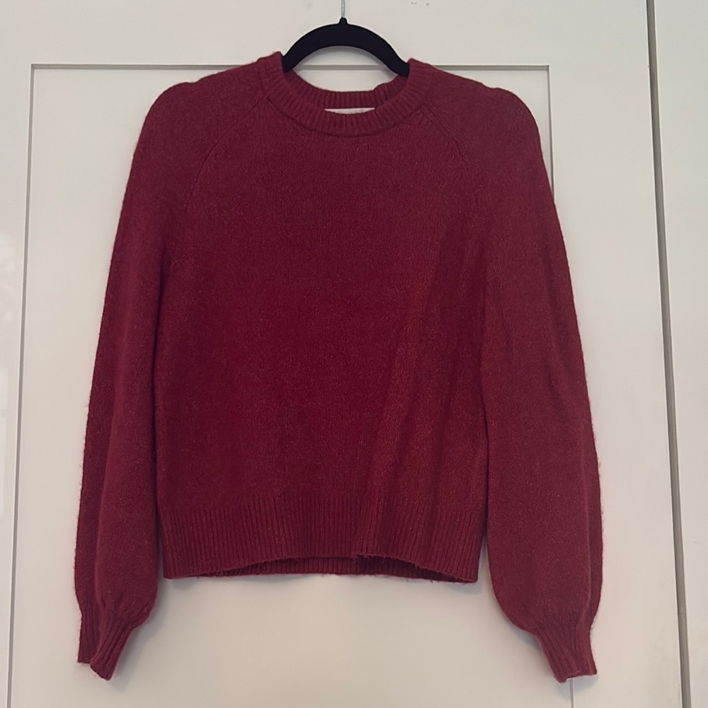 Wilfred Red Crew Neck Sweater with Ribbed Details
